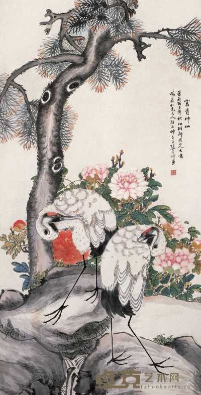 张熊 1876年作 富贵神仙 立轴 139×71cm